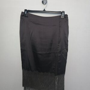 Elegant Black Lace Trim Skirt